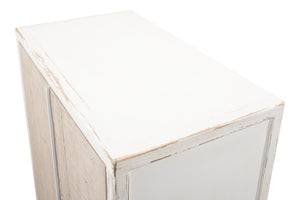 Sarreid Stefano Antique White Two Door Commode - Weathered Pine Wood Storage For Timeless Elegance White  53444