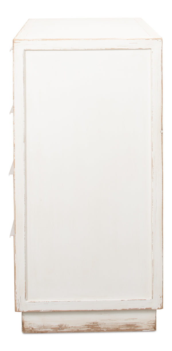 Sarreid Stefano Four Drawer Commode - Antique White Finish With Weathered Pine Drawers For Timeless Elegance White  53445