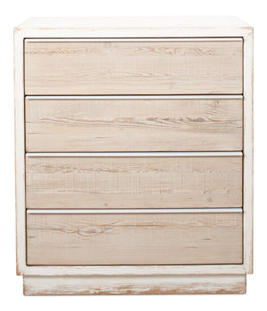Sarreid Stefano Four Drawer Commode - Antique White Finish With Weathered Pine Drawers For Timeless Elegance White  53445
