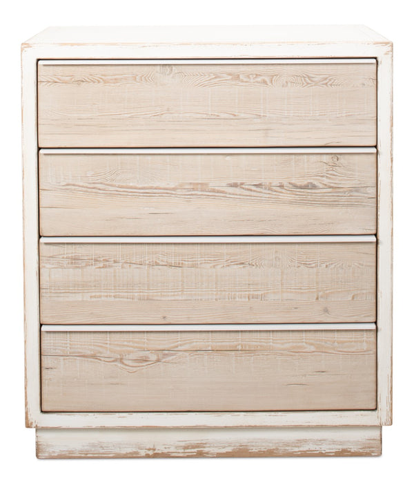 Sarreid Stefano Four Drawer Commode - Antique White Finish With Weathered Pine Drawers For Timeless Elegance White  53445