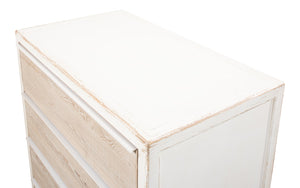 Sarreid Stefano Four Drawer Commode - Antique White Finish With Weathered Pine Drawers For Timeless Elegance White  53445