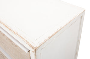 Sarreid Stefano Four Drawer Commode - Antique White Finish With Weathered Pine Drawers For Timeless Elegance White  53445