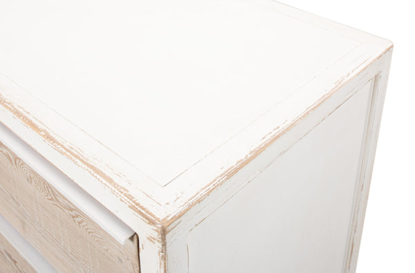 Sarreid Stefano Four Drawer Commode - Antique White Finish With Weathered Pine Drawers For Timeless Elegance White  53445