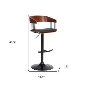 Homeroots Black Faux Leather And Metal Swivel Adjustable Height Bar Chair   534462