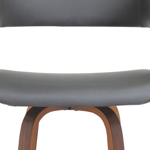 HomeRoots 26" Stylish Gray Faux Leather Swivel Counter Chair with Wood Brown Frame for Modern Home Bars 534466