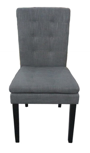 English Elm Badin Tufted Bonded Leather Dining Chairs Rubberwood Frame Set of 2 Contemporary 53447.00CCL