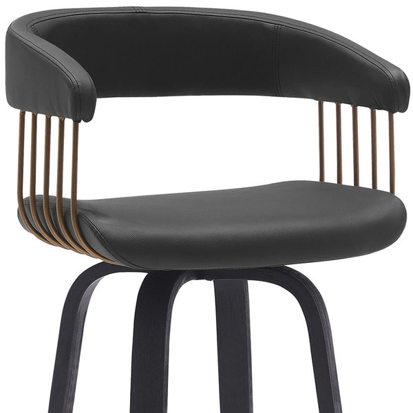 Homeroots 31" Black Faux Leather Swivel Bar Height Bar Chair   534472