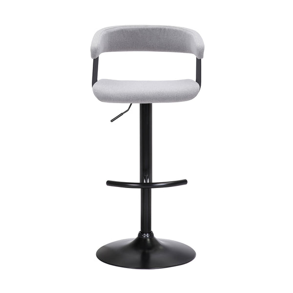Homeroots Light Gray And Black Fabric With Metal Swivel Adjustable Height Bar Chair   534474