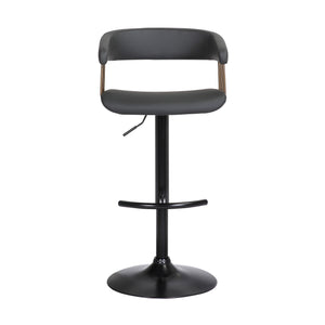 Homeroots Black Faux Leather And Metal Swivel Adjustable Height Bar Chair   534477