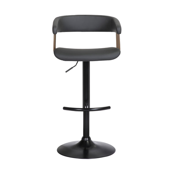 Homeroots Black Faux Leather And Metal Swivel Adjustable Height Bar Chair   534477