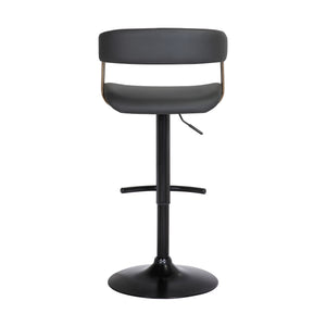 Homeroots Black Faux Leather And Metal Swivel Adjustable Height Bar Chair   534477