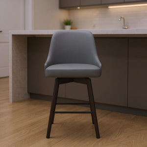 HomeRoots 26" Gray & Black Faux Leather Swivel Counter Chair - Stylish Comfort for Modern Kitchens & Bars 534478