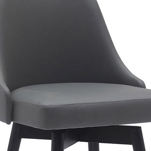 Homeroots 26" Gray And Black Faux Leather With Solid Wood Swivel Counter Height Bar Chair   534478