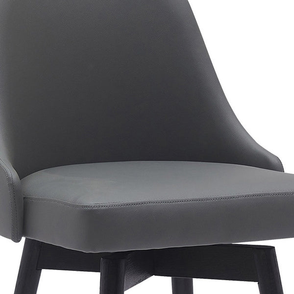 Homeroots 26" Gray And Black Faux Leather With Solid Wood Swivel Counter Height Bar Chair   534478