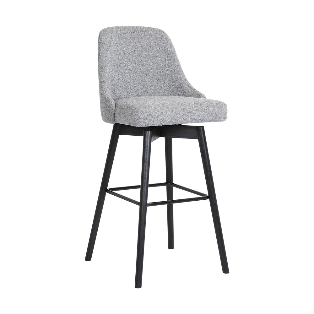 Homeroots 26" Light Gray And Black Fabric With Solid Wood Swivel Counter Height Bar Chair   534479