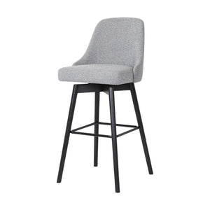 Homeroots 26" Light Gray And Black Fabric With Solid Wood Swivel Counter Height Bar Chair   534479