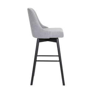 Homeroots 26" Light Gray And Black Fabric With Solid Wood Swivel Counter Height Bar Chair   534479