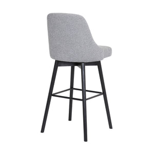 Homeroots 26" Light Gray And Black Fabric With Solid Wood Swivel Counter Height Bar Chair   534479