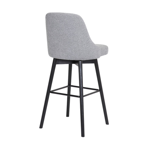 Homeroots 26" Light Gray And Black Fabric With Solid Wood Swivel Counter Height Bar Chair   534479