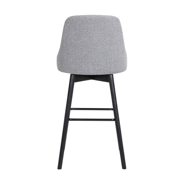Homeroots 26" Light Gray And Black Fabric With Solid Wood Swivel Counter Height Bar Chair   534479