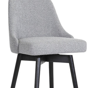 Homeroots 26" Light Gray And Black Fabric With Solid Wood Swivel Counter Height Bar Chair   534479