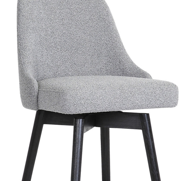 Homeroots 26" Light Gray And Black Fabric With Solid Wood Swivel Counter Height Bar Chair   534479