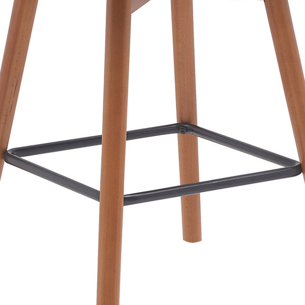 Homeroots 26" Cream And Wood Brown Faux Leather With Solid Wood Swivel Counter Height Bar Chair   534480