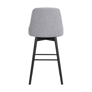 Homeroots 30" Light Gray And Black Fabric With Solid Wood Swivel Bar Height Bar Chair   534483