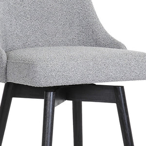 Homeroots 30" Light Gray And Black Fabric With Solid Wood Swivel Bar Height Bar Chair   534483