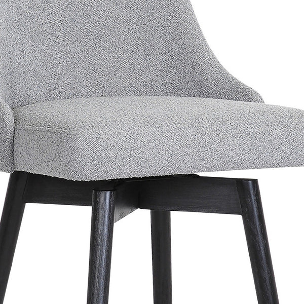 Homeroots 30" Light Gray And Black Fabric With Solid Wood Swivel Bar Height Bar Chair   534483