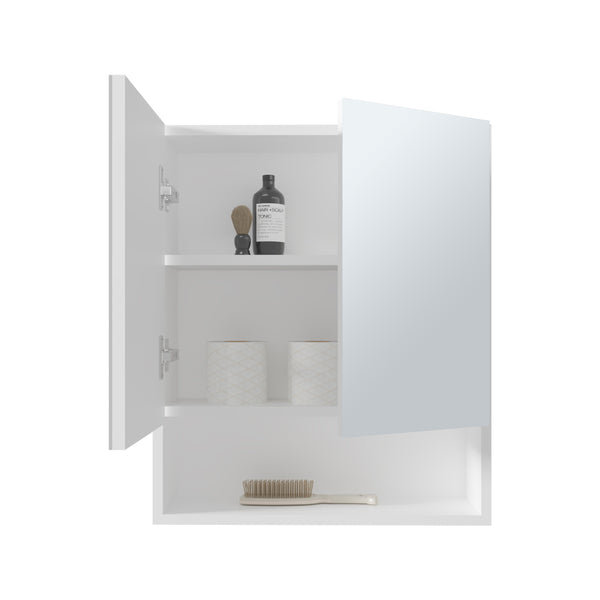 English Elm Wanna 23" High Double Door Medicine Cabinet with Open Shelf, Adjustable Shelves, Sleek White MDF B070P286459