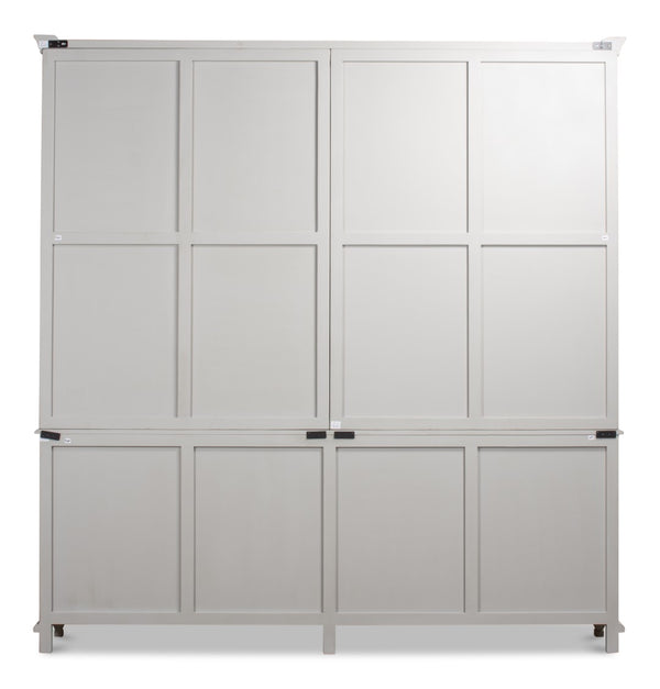 Sarreid Harper Soft Grey Glass Front Bookcase - Stylish Pine Design For Elegant Home Storage Solutions Grey  53450