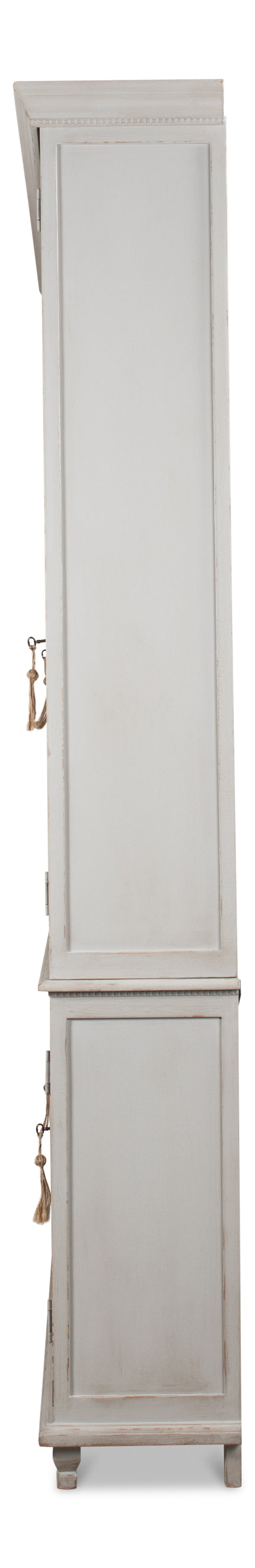 Sarreid Harper Soft Grey Glass Front Bookcase - Stylish Pine Design For Elegant Home Storage Solutions Grey  53450