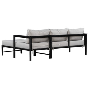 English Elm U_style Outdoor L-shaped Sectional Iron Frame Patio Sofa with Thick Foam Cushions Gray WY000480AAE
