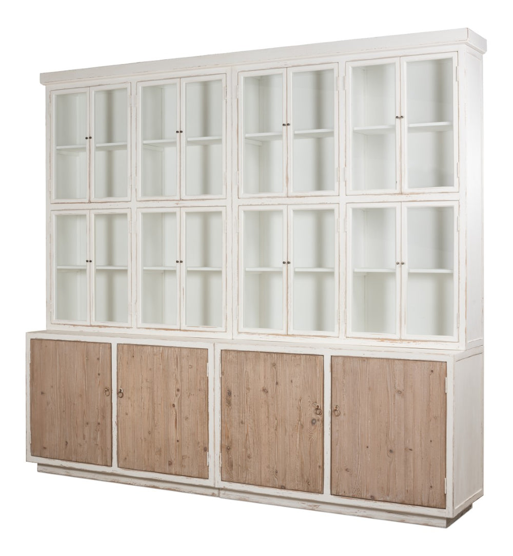 Sarreid Connor Bookcase - Antique White Pine With Weathered Doors For Timeless Charm And Stylish Storage White  53451