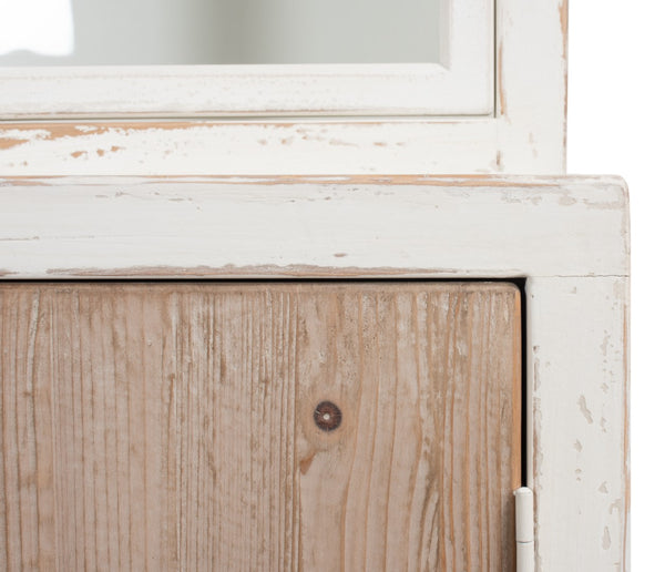 Sarreid Connor Bookcase - Antique White Pine With Weathered Doors For Timeless Charm And Stylish Storage White  53451