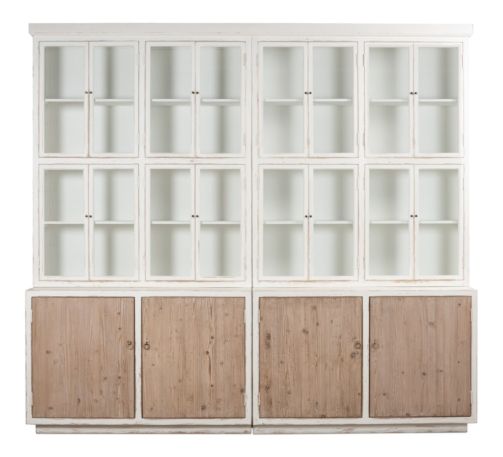 Sarreid Connor Bookcase - Antique White Pine With Weathered Doors For Timeless Charm And Stylish Storage White  53451