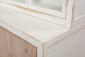 Sarreid Connor Bookcase - Antique White Pine With Weathered Doors For Timeless Charm And Stylish Storage White  53451