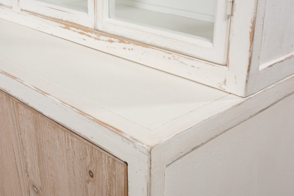 Sarreid Connor Bookcase - Antique White Pine With Weathered Doors For Timeless Charm And Stylish Storage White  53451