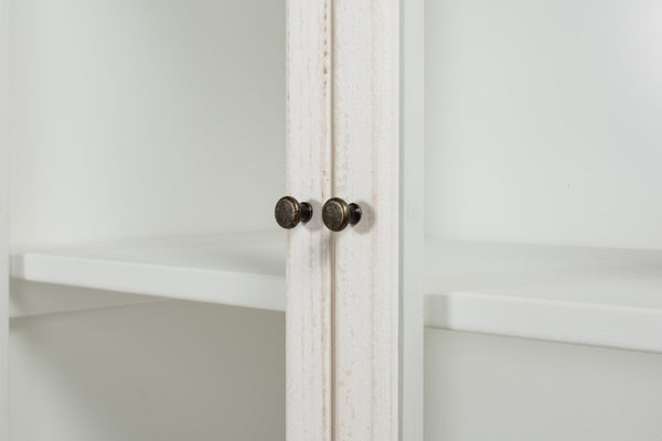 Sarreid Connor Bookcase - Antique White Pine With Weathered Doors For Timeless Charm And Stylish Storage White  53451