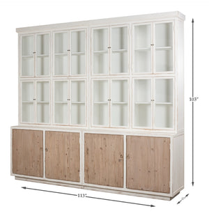 Sarreid Connor Bookcase - Antique White Pine With Weathered Doors For Timeless Charm And Stylish Storage White  53451
