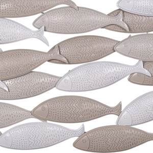 Homeroots 21" Coastal Gray And Beige Metal Fish Wall Decor – Unique Hand-finished Art For Tranquil Spaces  Metal 534523