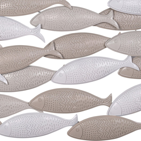 Homeroots 21" Coastal Gray And Beige Metal Fish Wall Decor – Unique Hand-finished Art For Tranquil Spaces  Metal 534523