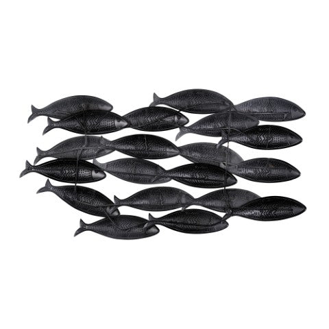 Homeroots 21" Coastal Gray And Beige Metal Fish Wall Decor – Unique Hand-finished Art For Tranquil Spaces  Metal 534523