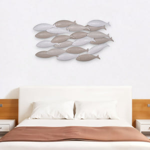 Homeroots 21" Coastal Gray And Beige Metal Fish Wall Decor – Unique Hand-finished Art For Tranquil Spaces  Metal 534523