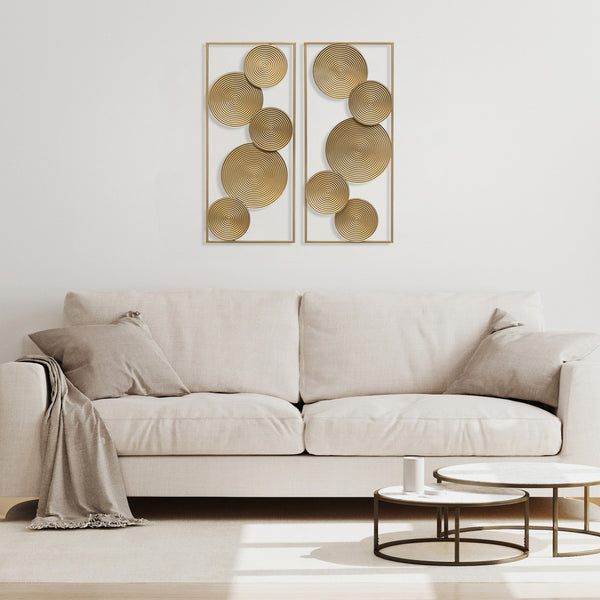 Homeroots Set Of Two Gold Metal Modern Abstract Geometric Wall Decor For Chic Home Aesthetic & Style  Metal 534525