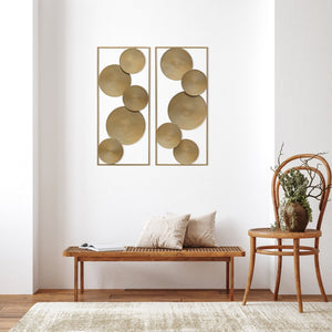 Homeroots Set Of Two Gold Metal Modern Abstract Geometric Wall Decor For Chic Home Aesthetic & Style  Metal 534525