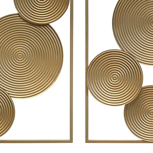 Homeroots Set Of Two Gold Metal Modern Abstract Geometric Wall Decor For Chic Home Aesthetic & Style  Metal 534525