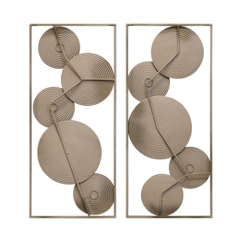 Homeroots Set Of Two Gold Metal Modern Abstract Geometric Wall Decor For Chic Home Aesthetic & Style  Metal 534525