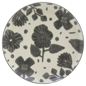 Homeroots Gray And Ivory Sixteen Piece Round Floral Ceramic Service For Four Dinnerware Set   534529
